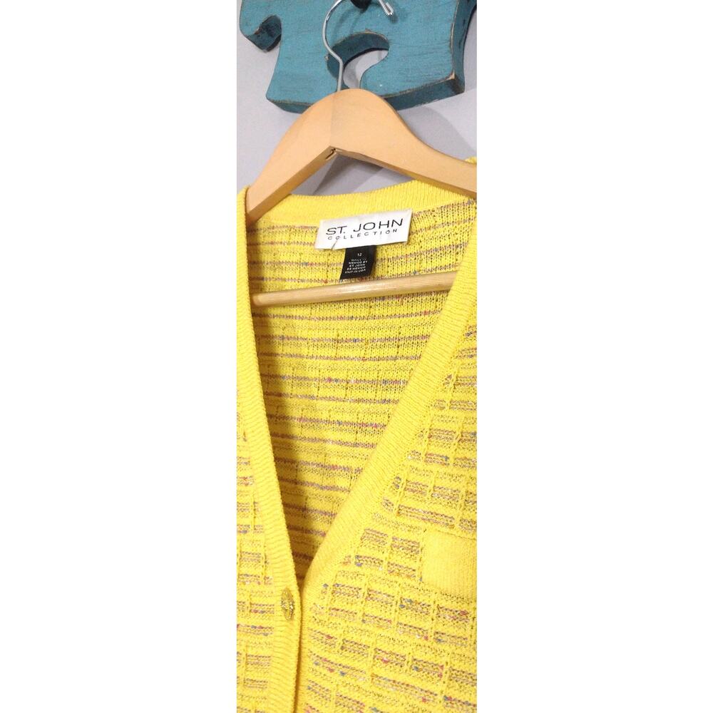 St. John Collection Multicolor Yellow Button Front Cardigan Sweater Size 12 - Picture 10 of 16